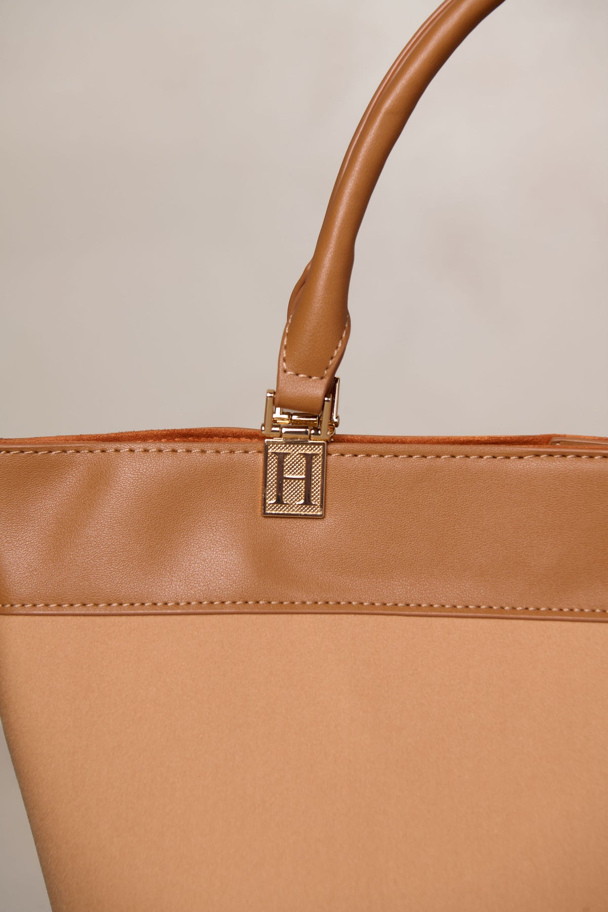 Tan bag with gold