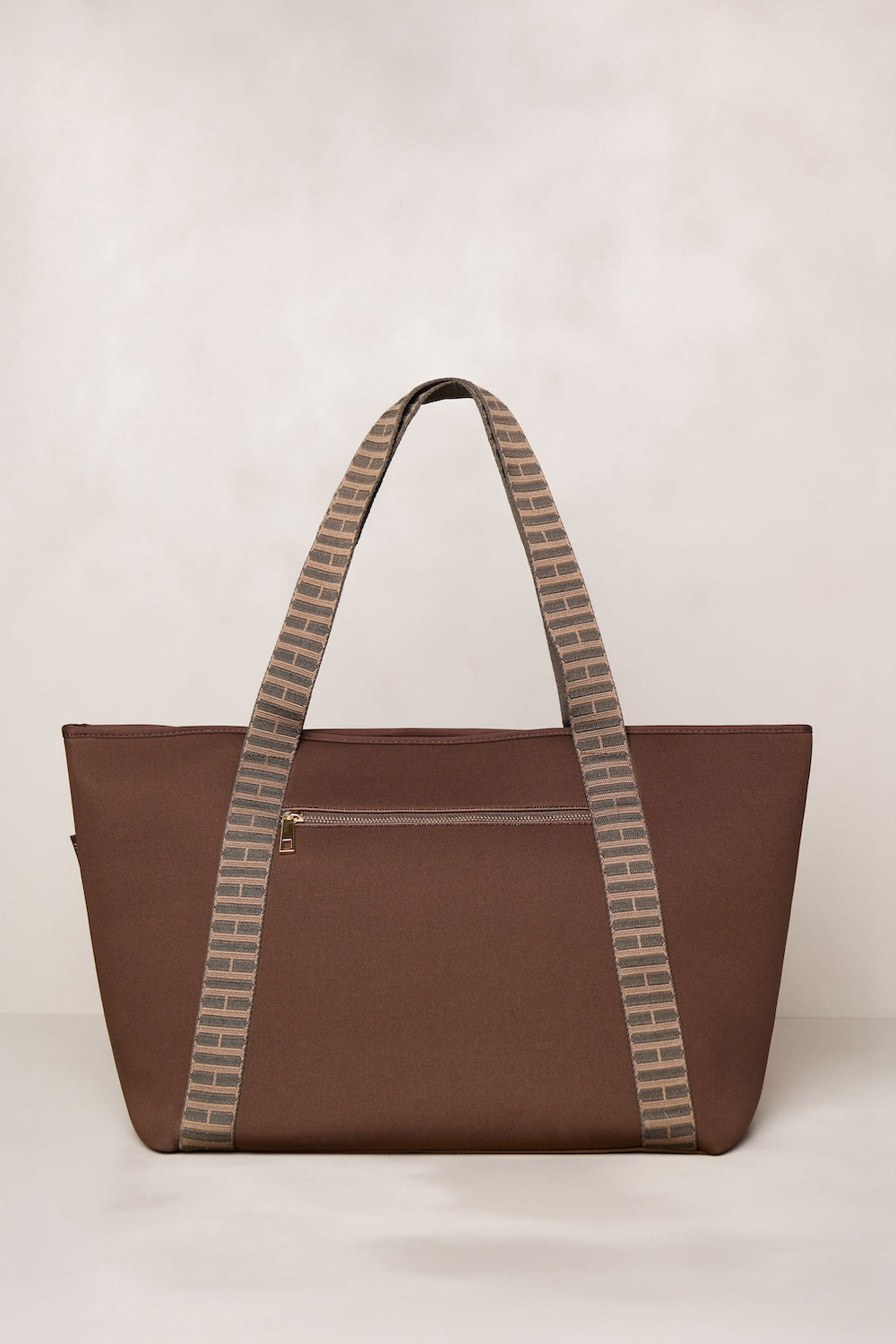 Chocolate brown carry all convertible tote backpack bag in neoprene XL with adjustable straps