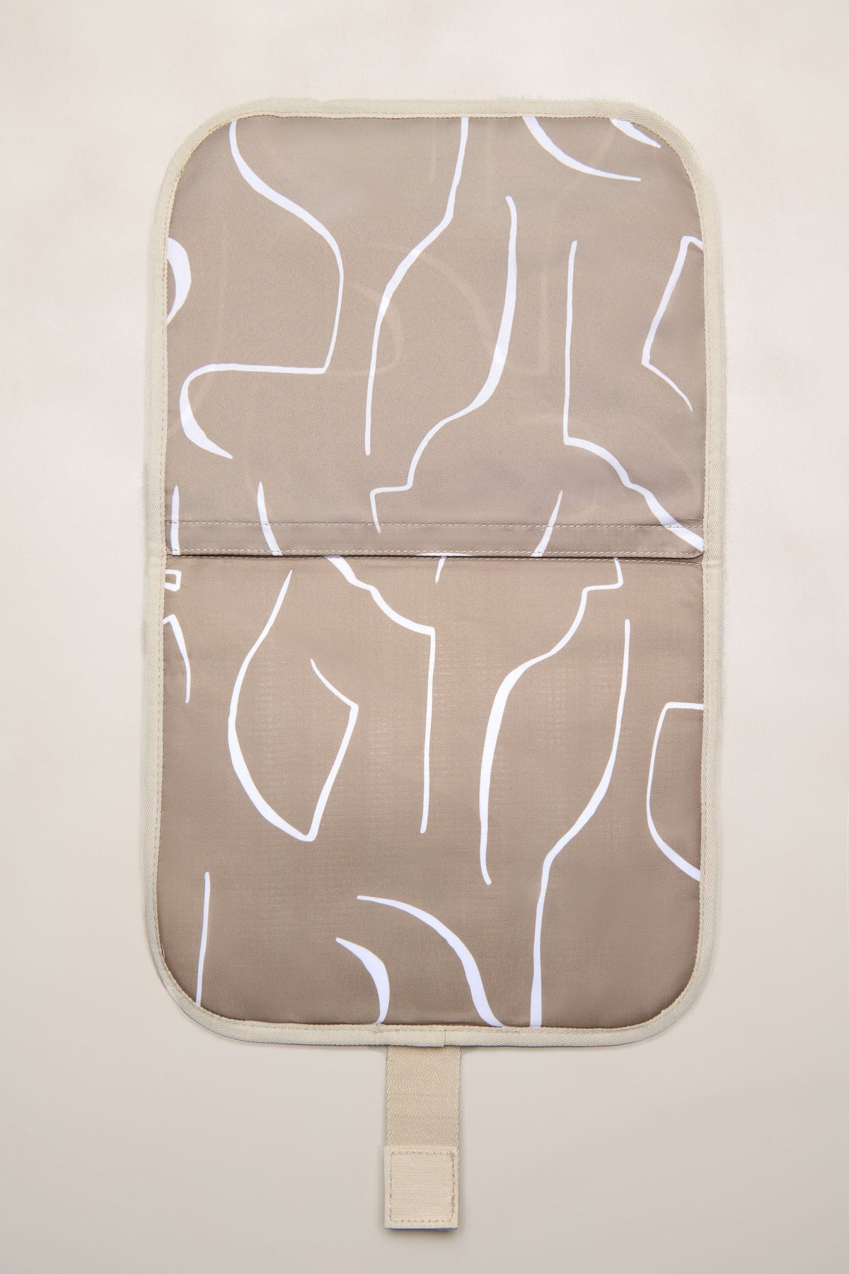 Taupe Heiych change mat and laptop sleeve