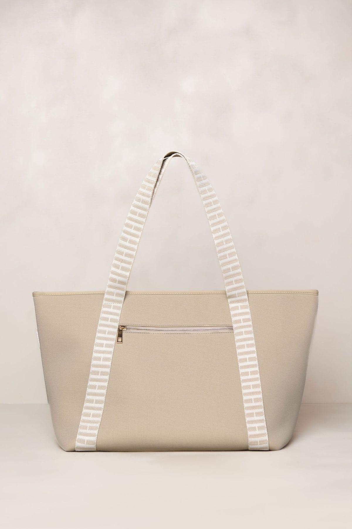 Taupe cream carry all convertible tote backpack bag in neoprene XL with adjustable straps
