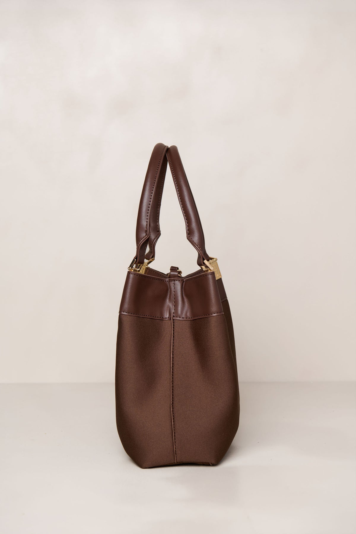 Chocolate brown bag side view