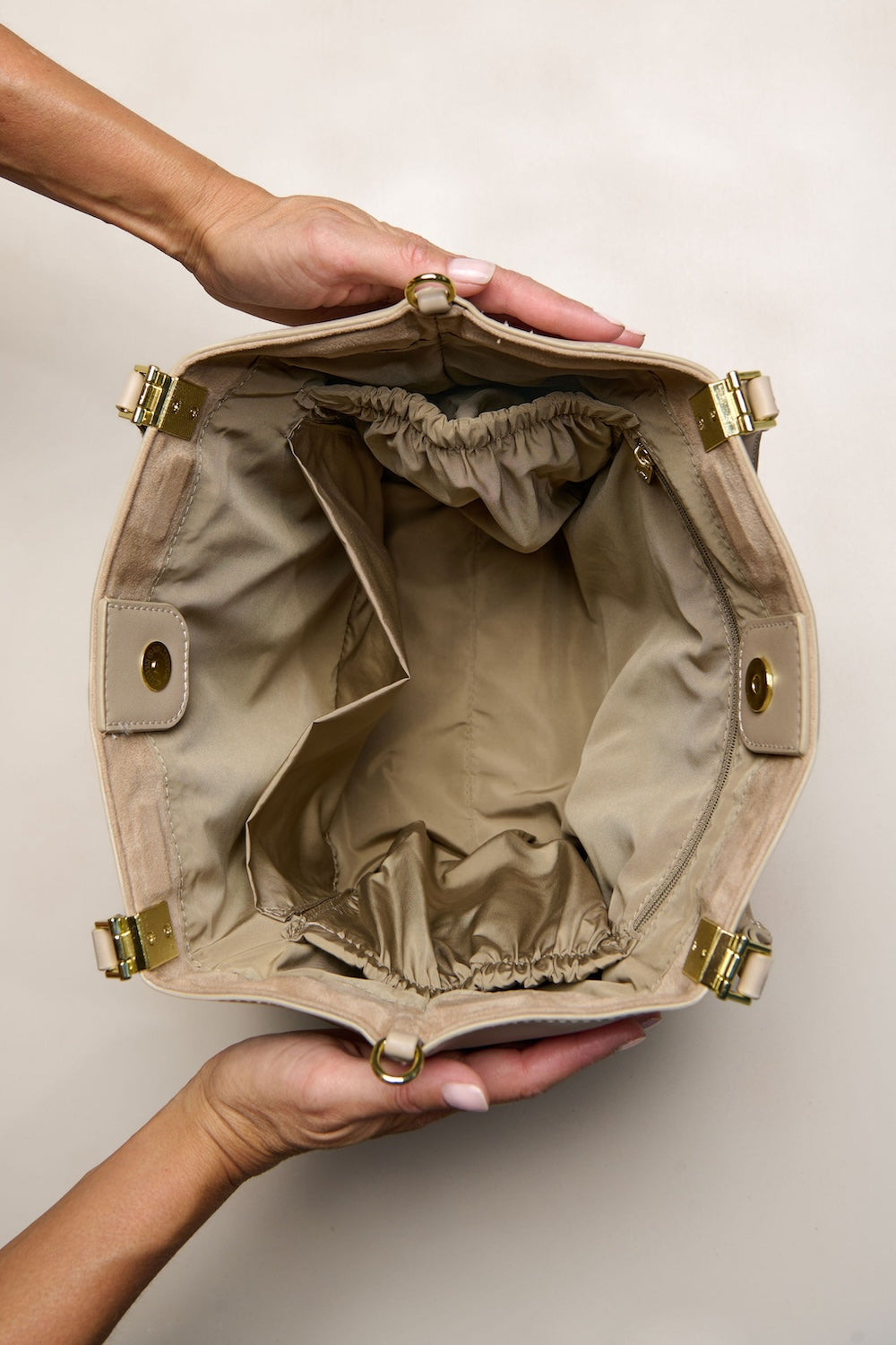 Taupe H Connect inside bag 